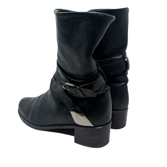 Stuart Weitzman Ranch Dressing Boots Moto Buckle Leather Black Size US 6 - Picture 10 of 13